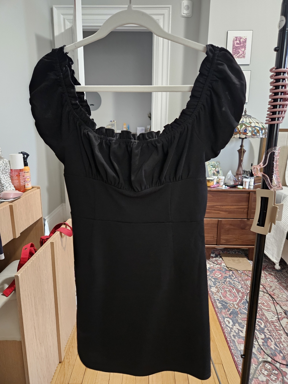 Elevated Little Black Dress - Bodycon with Puff-Sleeve Detail